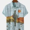 Position Printed Button Casual Shirt For Men